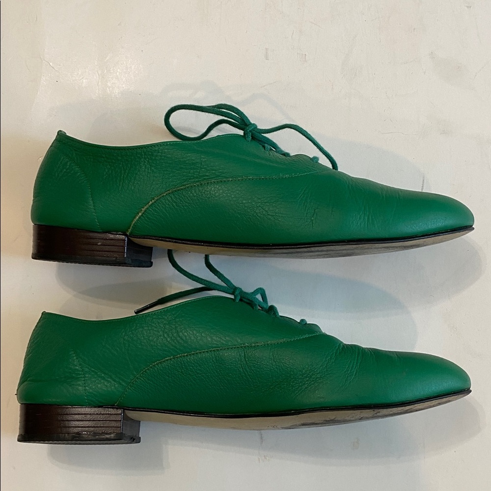 American Apparel Vintage Bobby Leather Lace-up Shoe Loafers Size 9 Green - Picture 10 of 16